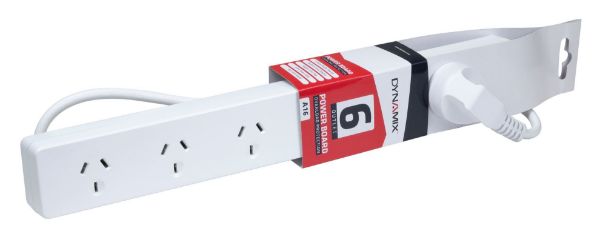DYNAMIX A16 - 6-Way Powerboard 2x Ports Double Spaced 0.9m Power Cord Overload Protection