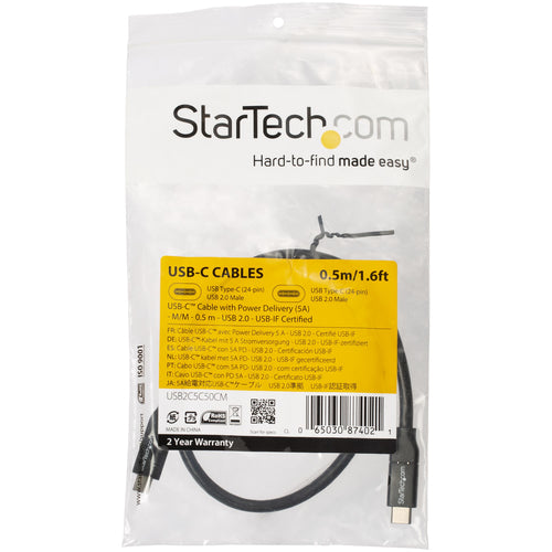StarTech.com USB2C5C50CM - Cable USB-C w/ 5A PD - USB 2.0 - 0.5m