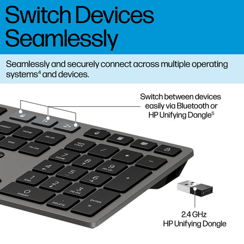9T5A9AA - HP 720 MULTI-DEVICE WIRELESS KEYBOARD AND MOUSE COMBO