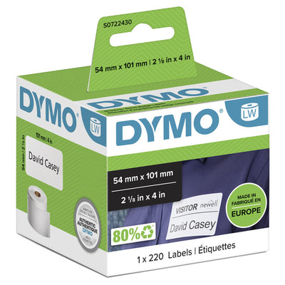 DYMO S0722430 - Genuine LabelWriter Shipping Labels. 1 Roll (220 Labels) 54mm x 101mm labels.