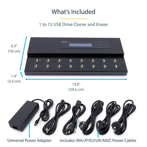 USBDUPE115 - STARTECH.COM STANDALONE 1 TO 15 USB THUMB DRIVE DUPLICATOR & ERASER, 2 YR