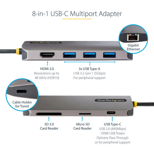 STARTECH.COM USB-C MULTIPORT ADAPTER - 4K HDMI - PD 3YR