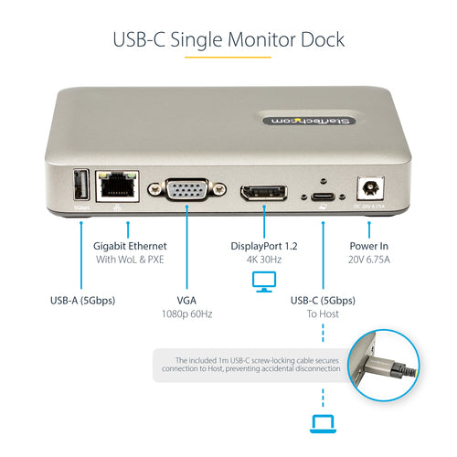 StarTech.com DKM30CHDPD - USB C DOCK DISPLAYPORT 4K 30/VGA/65W PD