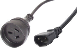 RackPower CM1CN050 - 10A C14 IEC plug to 10A 3 pin socket on 0.5m 1mm2 Black lead