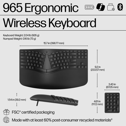 7E756AA - HP 965 BLK WL ERGO KBD