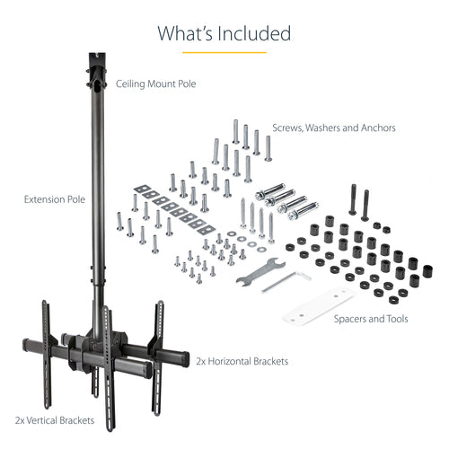 FPCEILBTB - STARTECH.COM DUAL TV CEILING MOUNT, HANGING 2 SCREEN VESA POLE MOUNT FOR 32