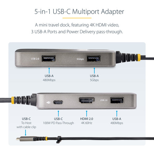 StarTech.com 104B-USBC-MULTIPORT - USB-C Multiport Adapter HDMI USB Hub