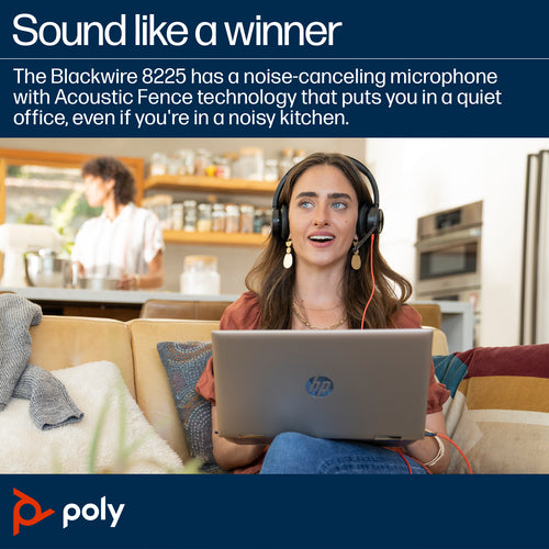 Poly Blackwire 8225 Stereo Microsoft Teams Certified USB-C Headset+USB-C/A Adptr