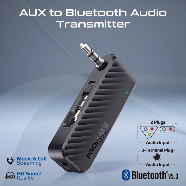 PROMATE AIRLINK-BT - In-Flight AUX to Bluetooth Audio Transmitter Adapter 7m Transmission Range