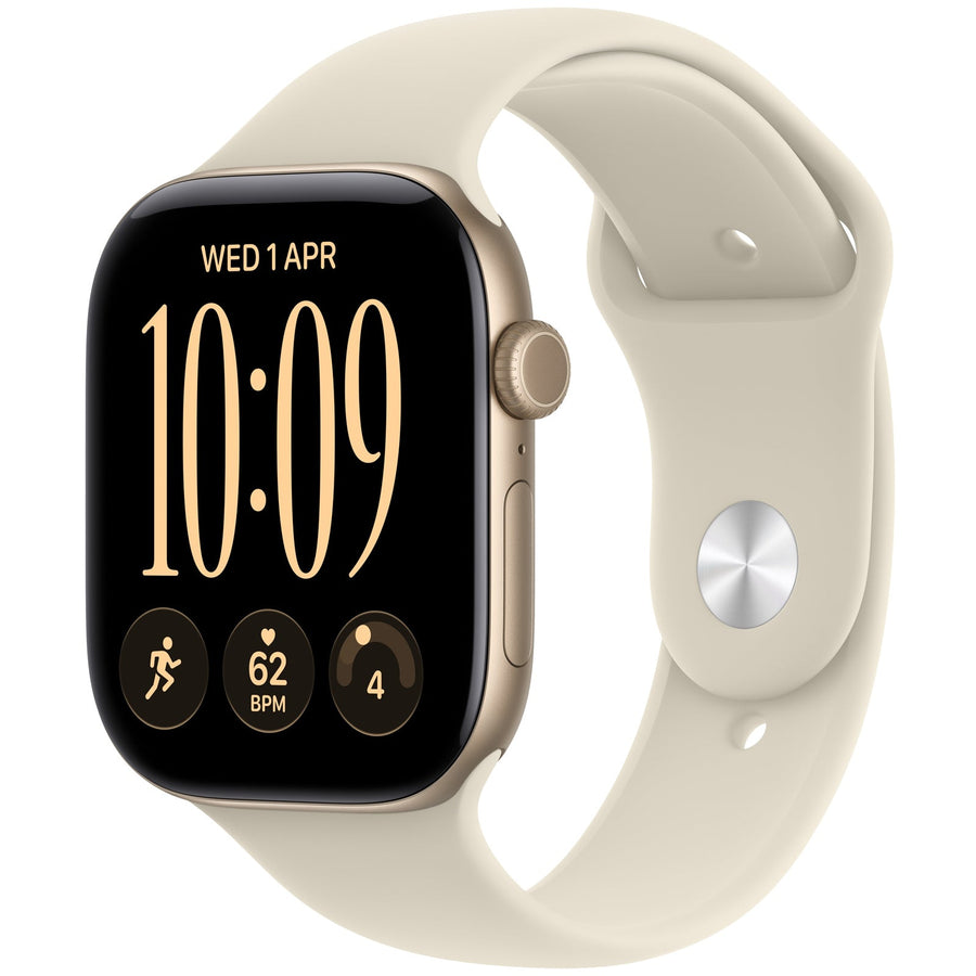 Apple Watch Series 12 (GPS) 46mm - Light Gold Aluminium Case with Sand Sport Band - S/M