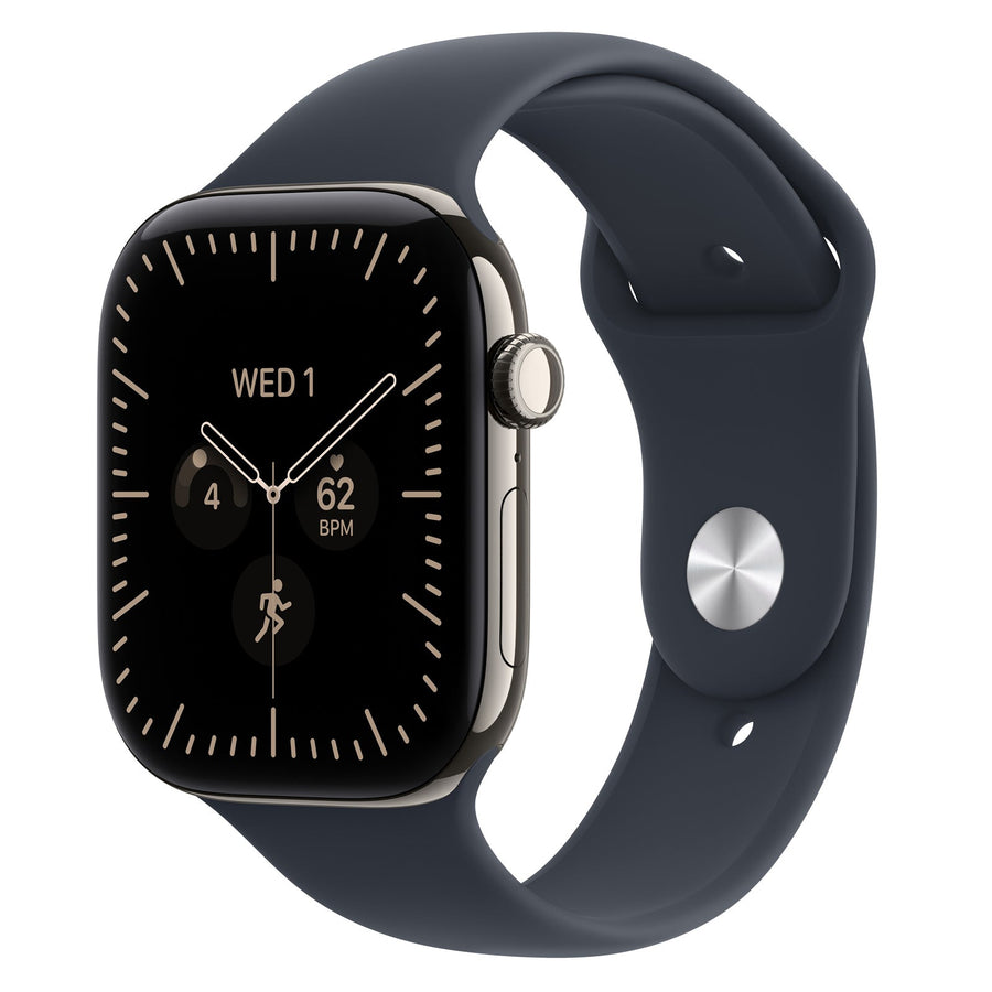 Apple Watch Series 12 (GPS + Cellular) 46mm - Natural Titanium Case with Navy Blue Sport Band - M/L