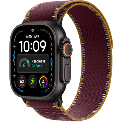 Apple Watch Ultra 4 (GPS + Cellular) 49mm - Black Titanium Case with Burgundy Trail Loop - M/L