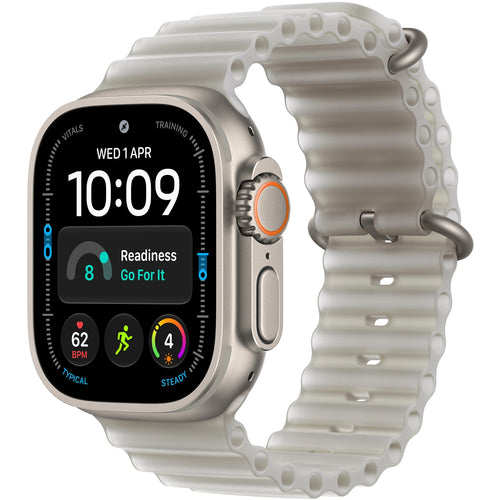 Apple Watch Ultra 4 (GPS + Cellular) 49mm - Natural Titanium Case with Translucent Grey Ocean Band