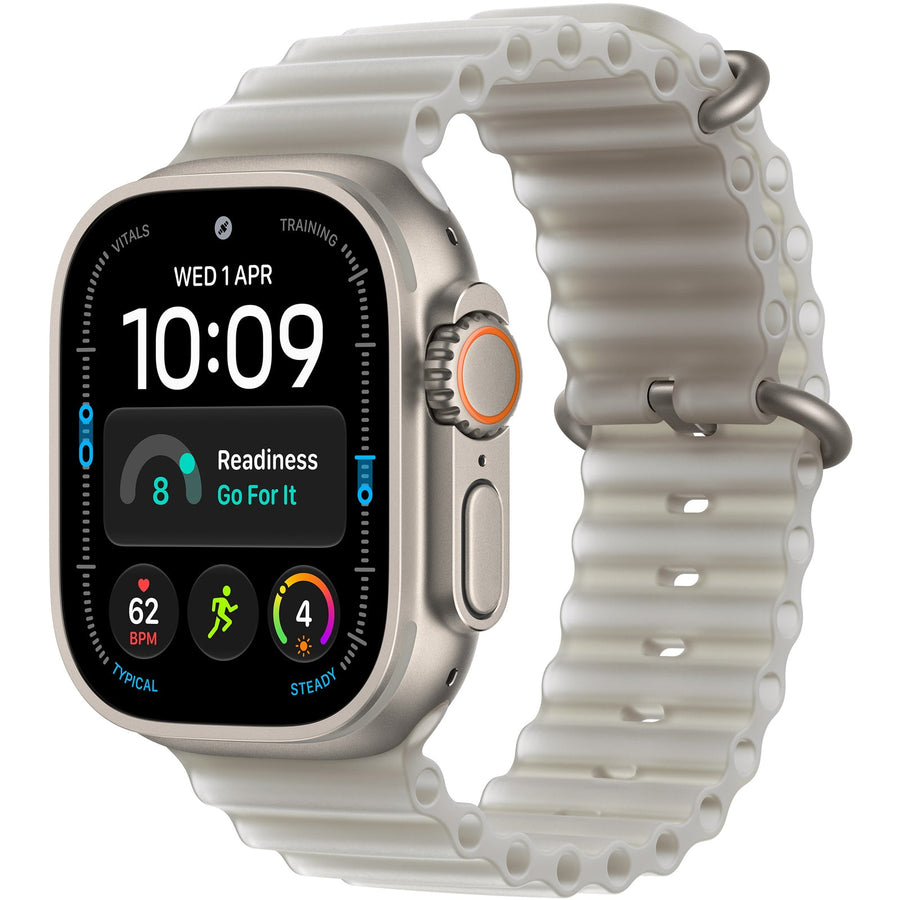 Apple Watch Ultra 4 (GPS + Cellular) 49mm - Natural Titanium Case with Translucent Grey Ocean Band