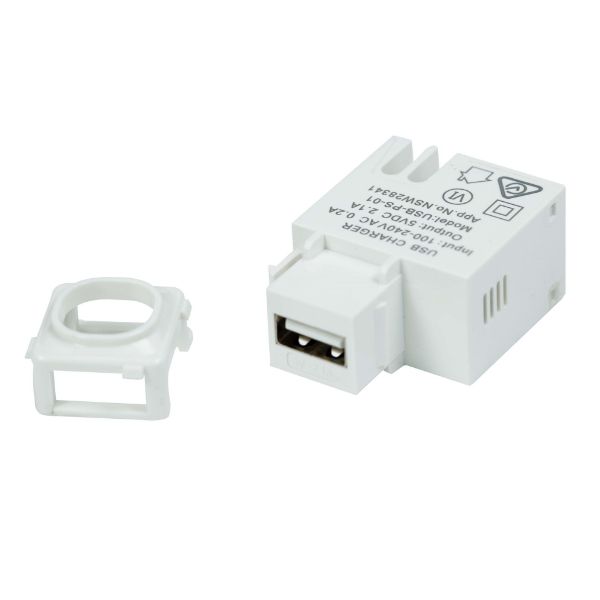 DYNAMIX AV-USB-PS-01 - USB-A 2.1A Keystone Charging Mechanism Input: 100-240V 50Hz Output: 5VDC 2.1A