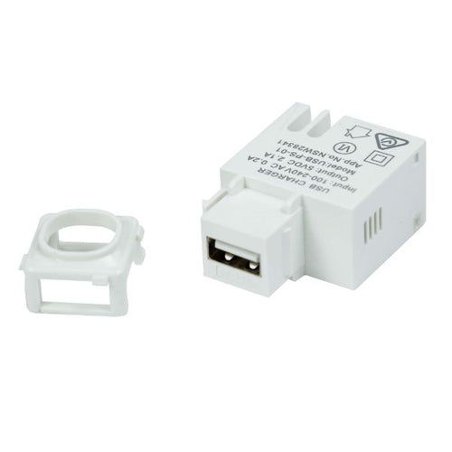 AV-USB-PS-01 - DYNAMIX AV-USB-PS-01 - USB-A 2.1A Keystone Charging Mechanism Input: 100-240V 50Hz Output: 5VDC 2.1A