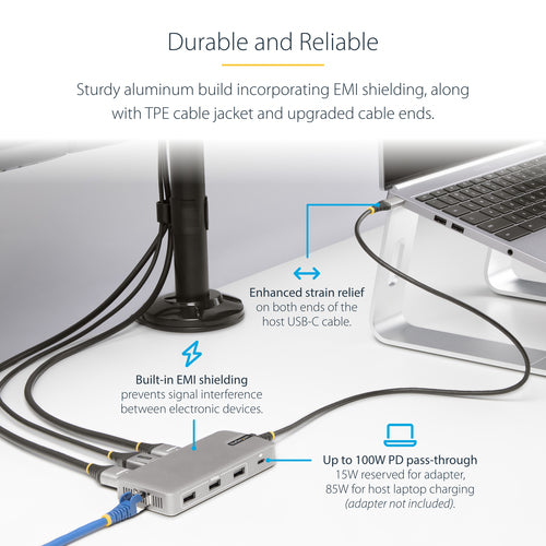 STARTECH.COM USB-C TRIPLE-MONITOR MULTIPORT ADAPTER, PD PASS-THROUGH, GBE 3 YR