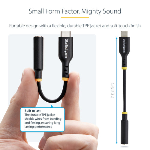 USBCAUDIO2 - STARTECH.COM USB-C AUDIO ADAPTER TO 3.5MM TRRS JACK, HEADPHONE AUX DONGLE, 2 YR