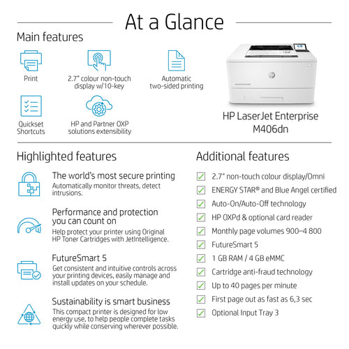 HP 3PZ15A - LaserJet Enterprise M406dn
