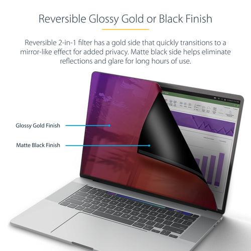 STARTECH.COM 16-INCH 2021/2023 MACBOOK PRO PRIVACY SCREEN, GLOSSY GOLD FILTER, 2 YR