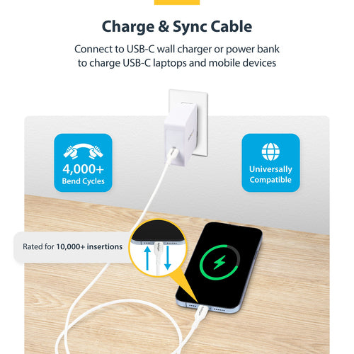 USB2CC2MNCWHE2PK - STARTECH.COM 2M WHITE USB-C CHARGING CABLE 2-PACK, USB C CABLE, 60W PD, LTW