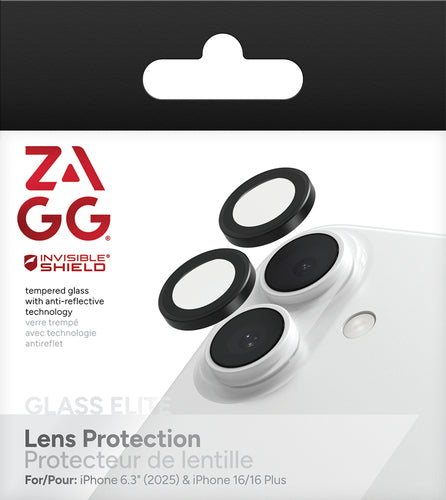 ZAGG InvisibleShield Premium CameraRings Lens Protector, Apple iPhone 17, iPhone 16, iPhon