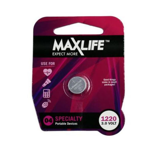 BAT1220 - MAXLIFE BAT1220 - CR1220 Lithium Button Cell Battery 1 Pack