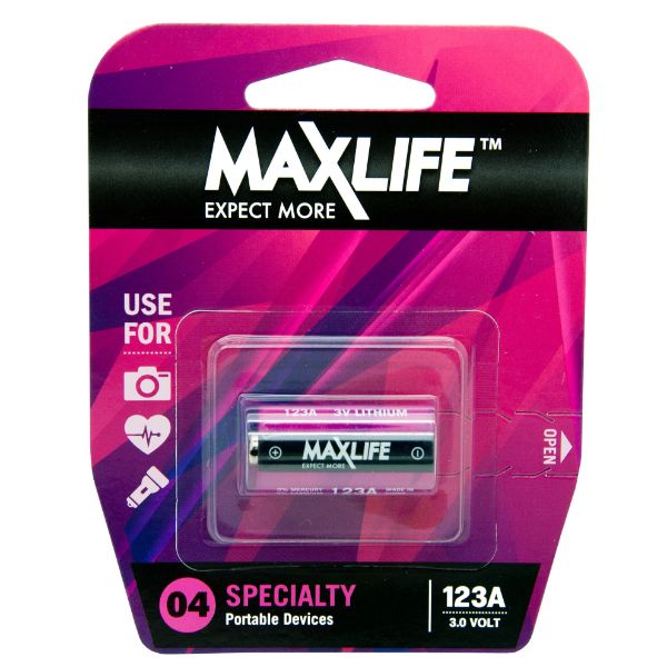 MAXLIFE BAT123A - 123A Lithium 3V Battery 1 Pack