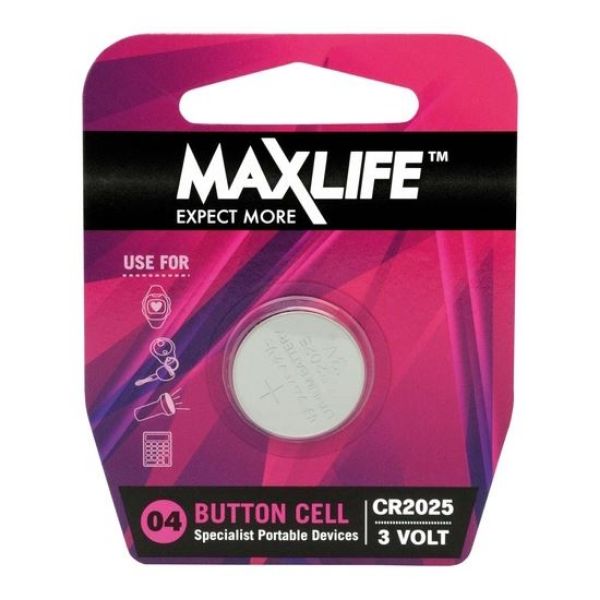 MAXLIFE BAT2025 - CR2025 Lithium Button Cell Battery 1 Pack