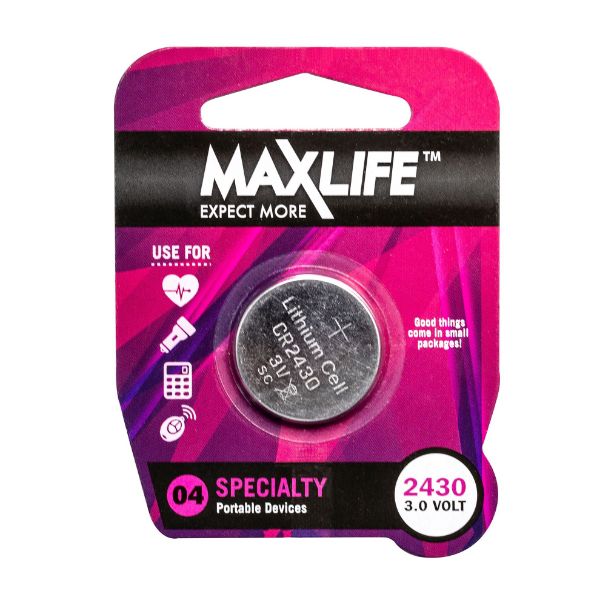 MAXLIFE BAT2430 - CR2430 Lithium Button Cell Battery 1 Pack