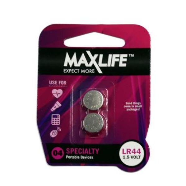 MAXLIFE BAT44-A2 - LR44 Alkaline Button Cell Battery 2 Pack