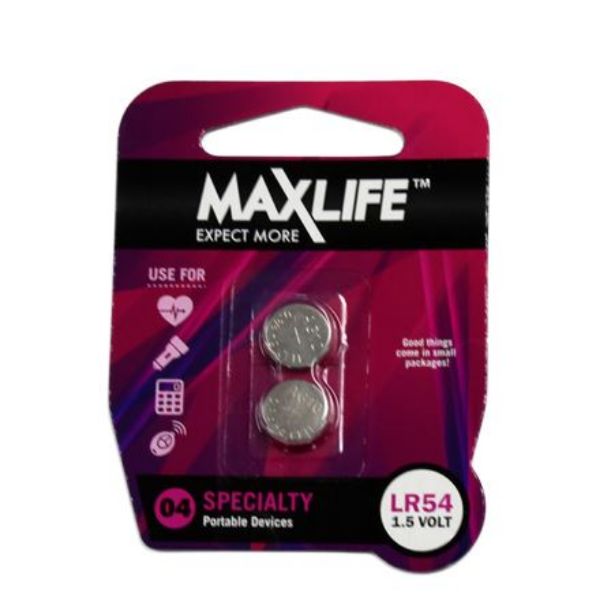 MAXLIFE BAT54-A2 - LR54 Alkaline Button Cell Battery 2 Pack