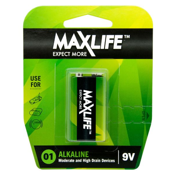 MAXLIFE BAT9V-A1 - 9V Alkaline Battery 1 Pack