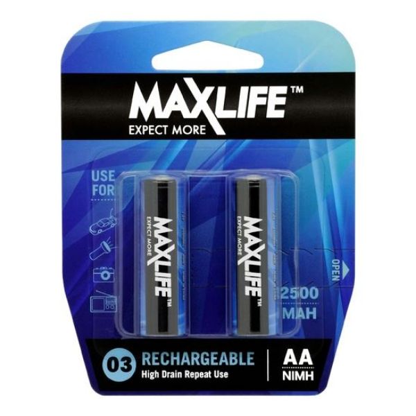 MAXLIFE BATAA-R2 - AA Rechargeable Battery NIMH 2500mAh 2 Pack