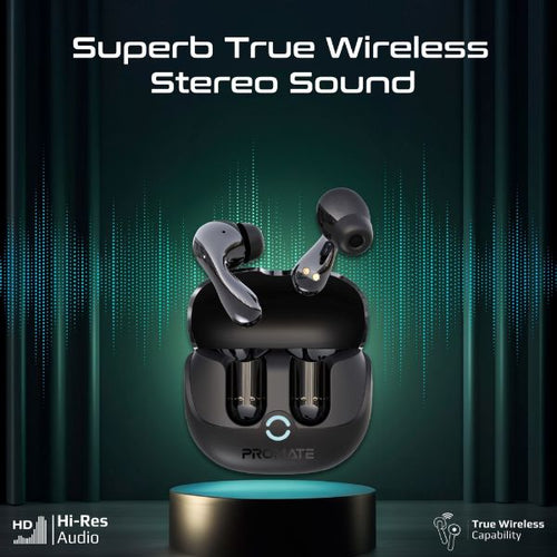 BATON-BLK - PROMATE BATON-BLK - In-Ear HD Bluetooth Earbud Hybrid ANC TWS w/ Intellitouch Includes 500mAh Recharging