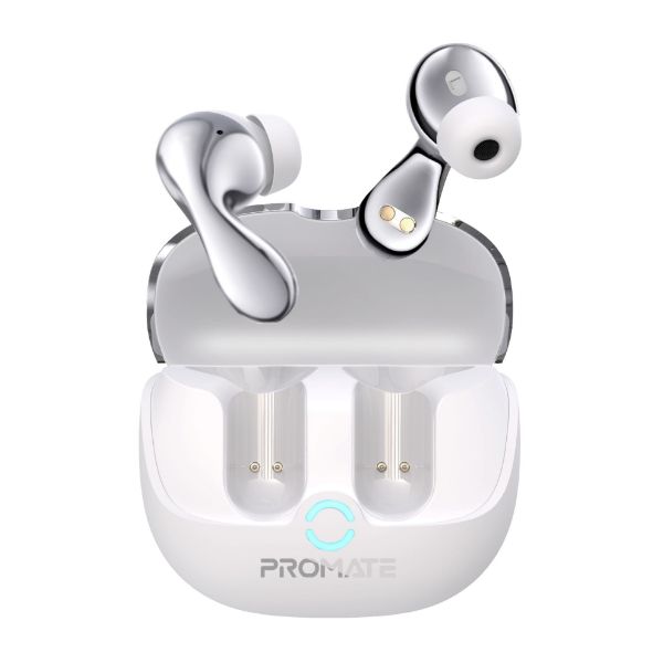 PROMATE BATON-WHT - In-Ear HD Bluetooth Earbud Hybrid ANC TWS w/ Intellitouch 500mAh Recharging Battery