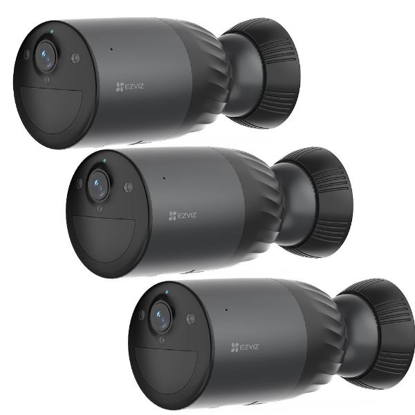 EZVIZ BC1C-THREE-PACK - 8MP (4K) 3-Pack BC1C Outdoor IP65 Security Camera Bundle. 10400mAh Battery Colour Night