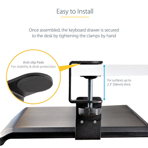 StarTech.com KEYBOARD-TRAY-CLAMP1 - Under-Desk Keyboard Tray Adjustable