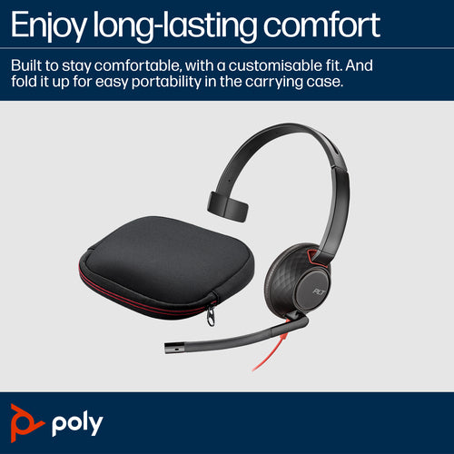 Poly Blackwire 5210 Monaural USB-C Headset +3.5mm Plug +USB-C/A Adapter
