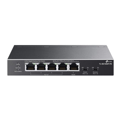 TP-Link TL-SG1005P-PD - TP Link 5-Port Gigabit Desktop PoE+ Switch with 1-Port PoE++ In and 4-Port PoE+Out
