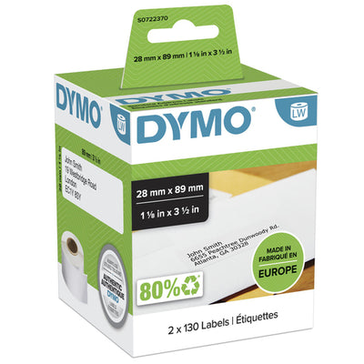 S0722370 - Dymo Add Labl 2 roll 28 x 89mm