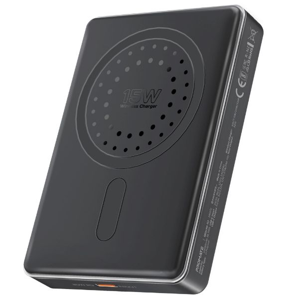 PROMATE BLADE-10-BLK - 10000mAh UltraSlim Wireless Charging 15W MagSafe 20WPD USB-C In/Out Port Smart