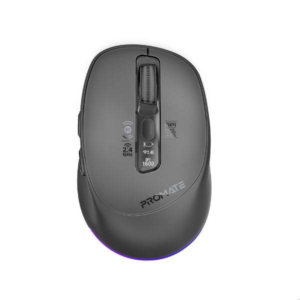 BLIX-3M-BLK - PROMATE Silent-Click Wireless Mouse with Rechargeable Battery. 2.4G & BT Connect