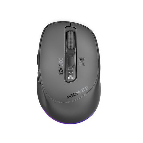 BLIX-3M-BLK - PROMATE Silent-Click Wireless Mouse with Rechargeable Battery. 2.4G & BT Connect