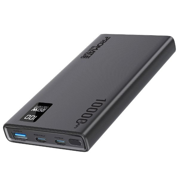 PROMATE BOLT-10PD-BLK - 10000mAh Super Slim Smart Charging Power Bank 20W Dual USB-C & 1x 22.5W USB-A QC 3.0