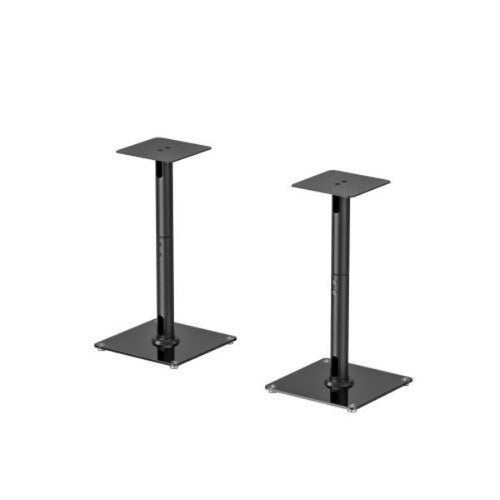BRATECK BS-76M - 24'' Aluminium/Glass Floor BookShelf Speaker Stand Tempered Glass Base w/ Floor