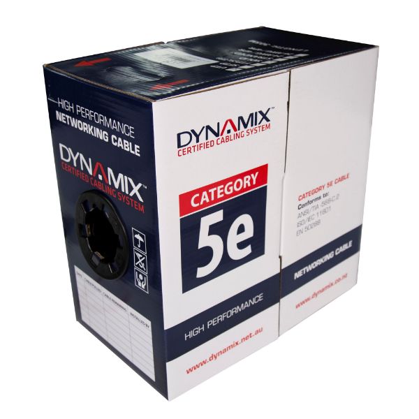 DYNAMIX C-C5EEXT-SLDBK - 305m Cat5E UTP EXTERNAL Solid Cable 24AWGx4P 100MHz UV Stabilised Black PE Jacket