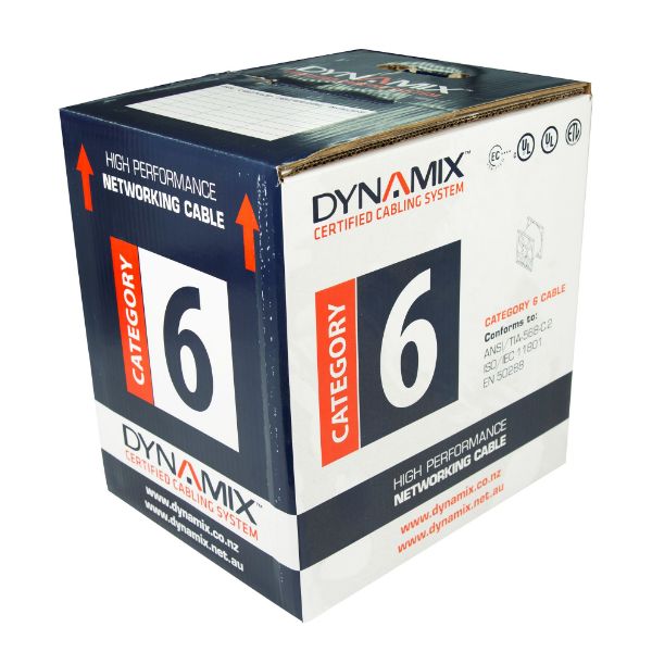 DYNAMIX C-C6-SLDORA - 305m Cat6 Orange UTP Solid Cable Roll 250MHz 23AWGx4P PVC CM UL Rated Jacket