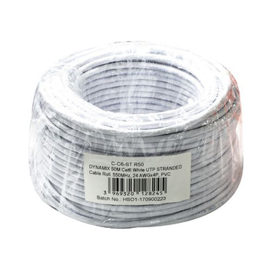 DYNAMIX C-C6-ST-R50 - 50m Cat6 Beige UTP Litzenkabelrolle 250MHz 24AWGx4P PVC-Mantel