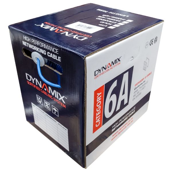 DYNAMIX C-C6A1L-SLDBLUE - 305m Cat6A Blue S/FTP Cable Roll 500MHz 23AWGx4P LSZH Jacket
